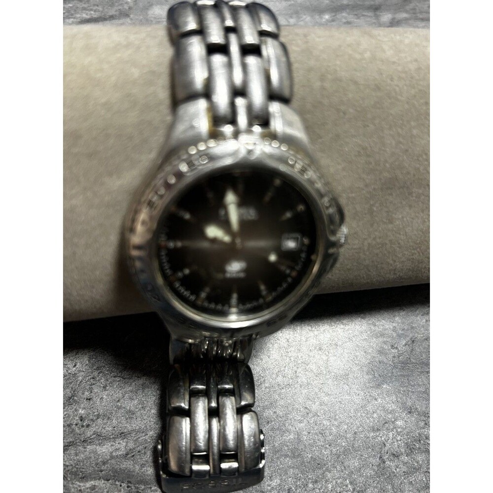 fossil watch men stainless steel silver